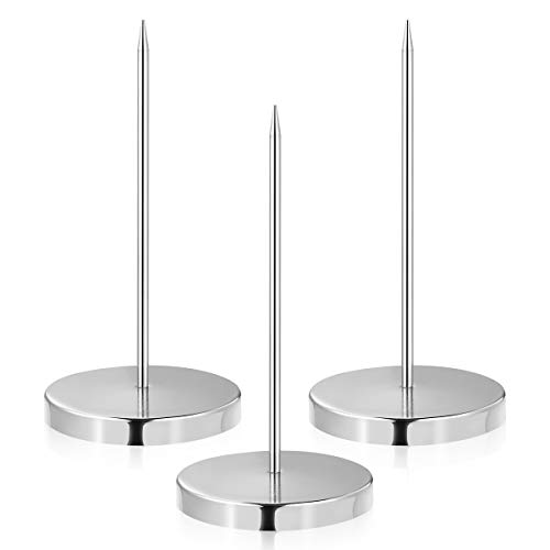 NUOLUX 状差し 伝票差し おしゃれ パンチ状差し 領収書 紙 注文書 レストラン オフィス キッチン用 卓上 メモホルダー 受付 レシートホルダー 3個セット シルバー