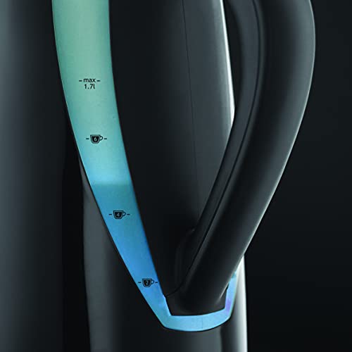 Russell Hobbs Mode Electric 1.7L Cordless Kettle (Fast Boil 3KW, Black with Stainless Steel accents, Removable washable anti-scale filter, Push to open lid, Easy pour spout) 21400