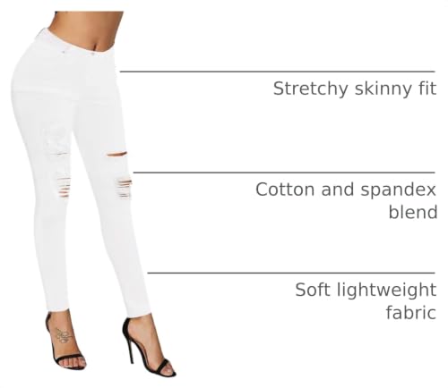 Image of roswear Women's Essentials Ripped Mid Rise Destroyed Skinny Jeans