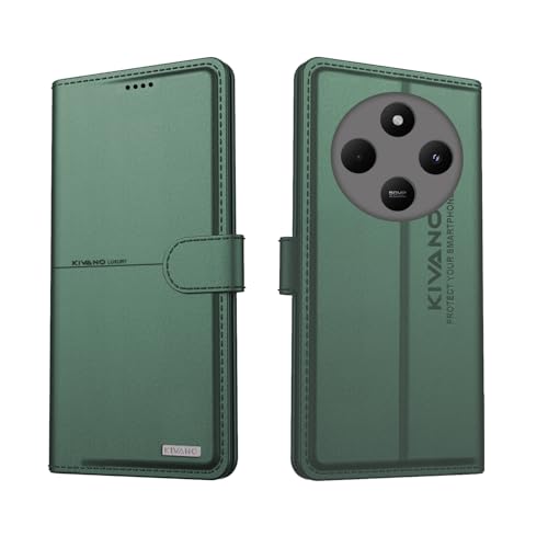 Image of Compatible with Poco M7 5G / Redmi 14C 5G / Redmi A4 5G / Poco C75 5G Flip Cover | Leather Finish | Inside Pockets & Inbuilt Stand | Shockproof Wallet Style Magnetic Closure Back Cover Case