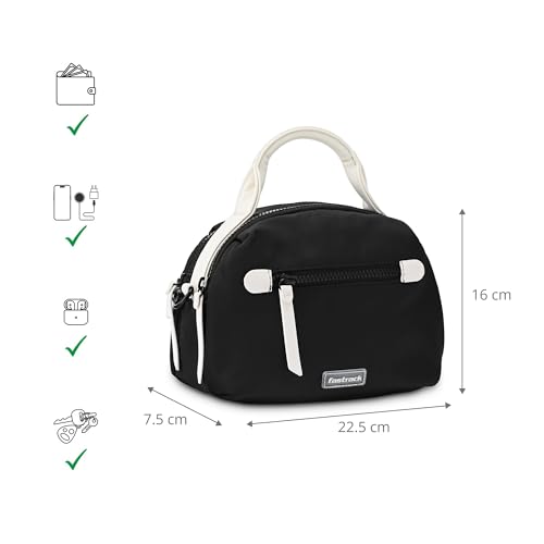 Image of Fastrack Sling Bag for Men & Women | Medium Nylon Sling with Colorblock Design, Zipper Closure, Webbing Strap & Detachable Sling | 2 Compartments with Internal Utility Pockets for Everyday Use
