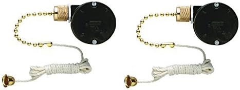 Westinghouse #77075 3 Speed Fan Switch (2 Pack, Brass)