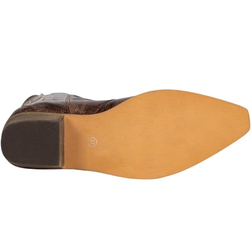 SheSole Women's Floral Embroidery Western Cowgirl Cowboy Boots Mid Wide Calf Country Wedding Boots Snip Toe Brown4