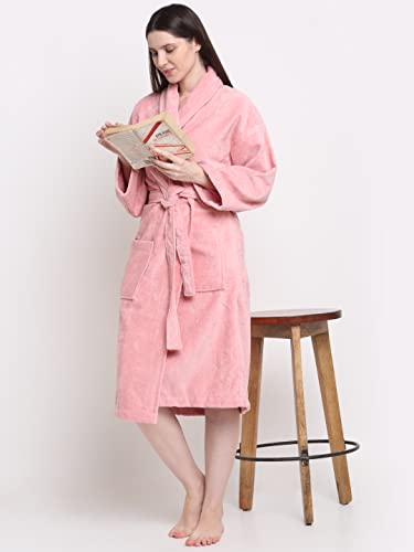 Image of CREEVA Luxury 100% Cotton Bathrobe for Men & Women | Super Soft Velour | Shawl Collar | Highly Absorbent | Ideal for Spa, Shower, Gym, Travel & Gifting