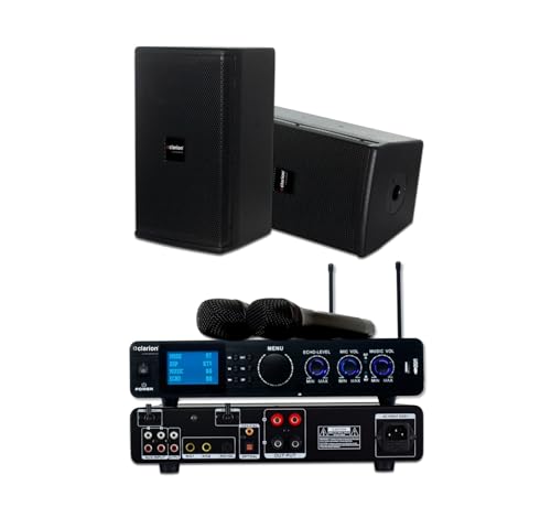 Image of Clarion Karaoke Combo Amplifiers with Speakers Set | 200x2 Watt RMS 8 inch Subwoofer with Class D Amplifier (JM-COVR-AMP-506D, JM-COVR-SPK-8D)
