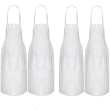 Morwealth 4 Piezas de Delantal de Cocina y Gorra de Cocina, Delantal Ajustable para Hombres y Mujeres, Delantal Impermeable y Resistente a la Grasa con 3 Bolsillos Lavables a Máquina para Cocina
