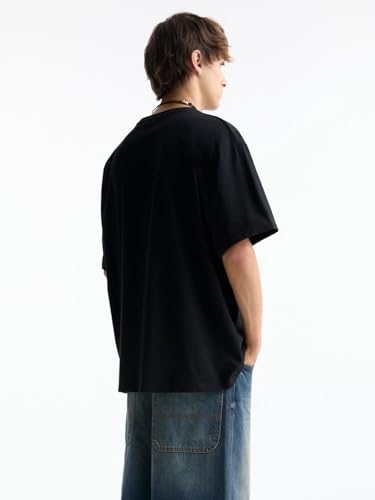 Image of GRECIILOOKS Men's Cotton Blend Oversized Fit T-Shirt Half Sleeve Oversized Round Neck Longline Drop Shoulder | Colorful Printed Men t-Shirt