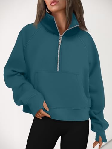 Image of AUTOMET Womens Sweatshirts Half Zip Cropped Pullover Fleece Quarter Zipper Hoodies 2026 Fall Fashion Outfits Clothes