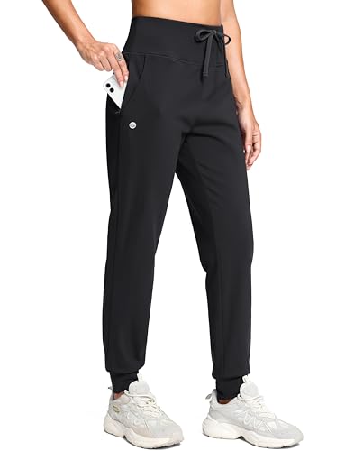 Image of G Gradual Women's Fleece Lined Joggers with Zipper Pocket Water Resistant Running Hiking Pants Winter Warm Thermal Sweatpants