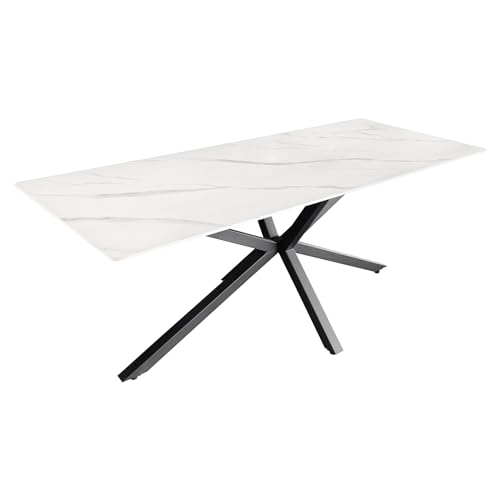 Riess Ambiente Moderner Esstisch Galaxie - 160cm - weiß - Keramik Marmor-Design glänzend Esszimmertisch Metallgestell schwarz Riess Ambiente Moderner Esstisch Galaxie - 160cm - weiß - Keramik Marmor-Design glänzend Esszimmertisch Metallgestell schwarz