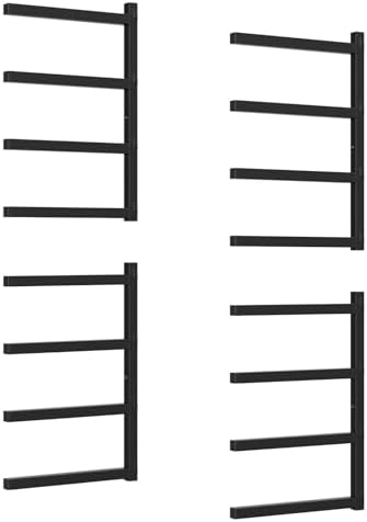 PINPON 4-Pack Heavy Duty Wall Mount Lumber Storage Rack, 4-Level Snap-Fit Wood Organizer with 16.8