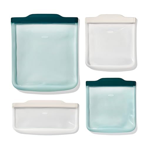 OXO Good Grips Silicone Reusable Bags – 4 Piece...