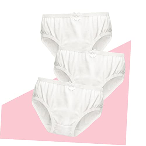 3pcs Cotton Panties for Girls Dance Briefs Elastic Waist Comfortable Cotton Hipster for Girls White4