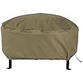 Sunnydaze Heavy-Duty Weather-Resistant Round Fire Pit Cover with Drawstring and Toggle Closure, Khaki PVC, 60 Inch Diameter