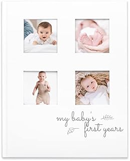 Baby Memory Book First 5 Years Journal - Modern Minimalist Hardcover 66 Pages First Year Milestone Newborn Journal for Boys, Girls - All Family, LGBT, Single Mom Dad, Adoptive (Alpine White)