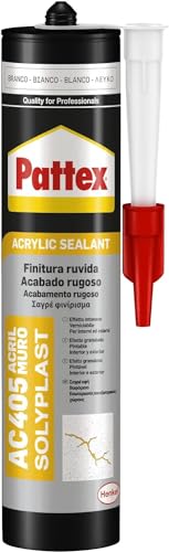 Pattex Sigillante Acrilico Muro AC 405, Effetto Intonaco, Finitura Ruvida, Verniciabile, per Facciate, Giunti, Fessure, Muro, Crepe, Inodore, Uso Interno ed Esterno, Bianco, Cartuccia da 300ml