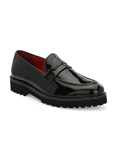 Image of San Frissco Men's Glossy Shine Loafers - Slip‑On Formal Shoes with Buckle, Anti‑Slippery Wrinkle‑Free Leatheratte Upper, Durable Lightweight Design, Comfortable Cushioned Footbed