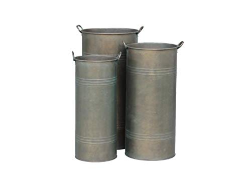 Hochwertiges Zinkgefäß/Zinkbehälter zum Bepflanzen - Farbe: Bronze - Indoor & Outdoor - Frostfest - Pflanzgefäß/Garten Dekoration (Vase - 3er Set)