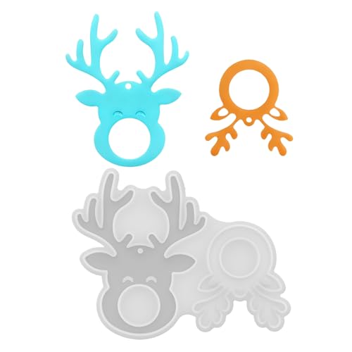 Moldes de silicona para Navidad, reutilizables, fáciles de liberar, molde de silicona para adorno de reno de Navidad, para estudio, hogar, escuela, aula, niños, adultos y familia