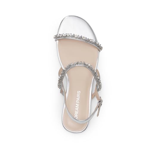 DREAM PAIRS Women's Rhinestone Sandals Open Toe Casual Dressy Sparkly Comfortable Flat Summer Shoes3