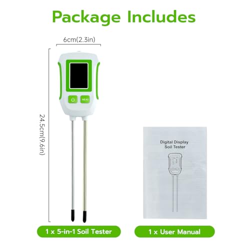 Mcbazel 5-in-1 Soil Tester with Backlit LCD, Dual Probe Soil Moisture Meter for Plants, Garden pH/Fertility/Light/Temperature/Moisture Tester, Ideal for Garden, Allotment & Indoor Plants - Image 7