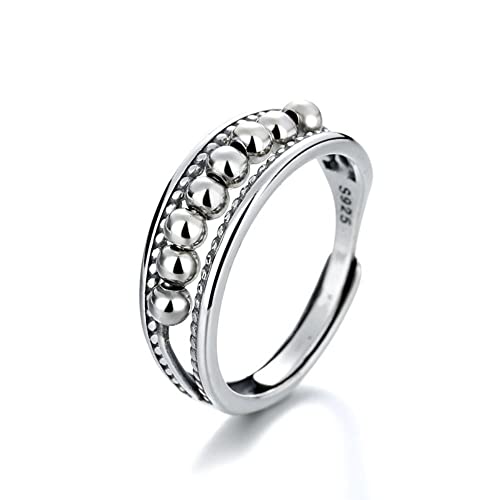 Anxiety Relief Ring â€“ 925 Sterling Silver Spinner Ring â€“ Fidget Rings for Anxiety for Women and Men â€“ Modern and Elegant Design â€“ Adjustable Size Ring Jewelry (Anxiety Ring)