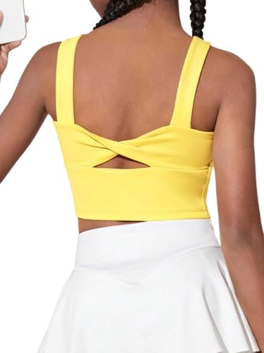 Image of WDIRARA Girl's Twist Back Sports Bras Backless Tank Top Workout Sports Shirts for Gym