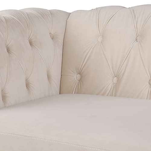 Rarzoe 3 Pieces Of Living Room Furniture Sofa Sets, Modern Velvet Chesterfield Sofa&Chesterfield Club Chair&Chesterfield Loveseat Sofas Set With Nailhead Trim Scroll Arms For Living Room(Beige) #TOP4