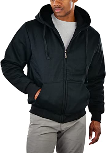 Image of ToBeInStyle Men's Polar Fleece Long Sleeve Zip Up Kangaroo Pocket Cold Weather Hoodie Jacket