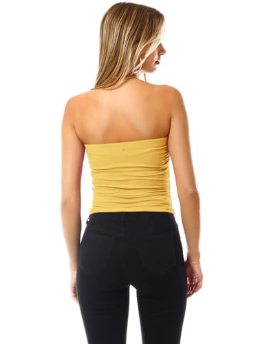 Image of MixMatchy Women's 3 Pack Tube Top Built-in Bra Strapless Ruched Bandeau