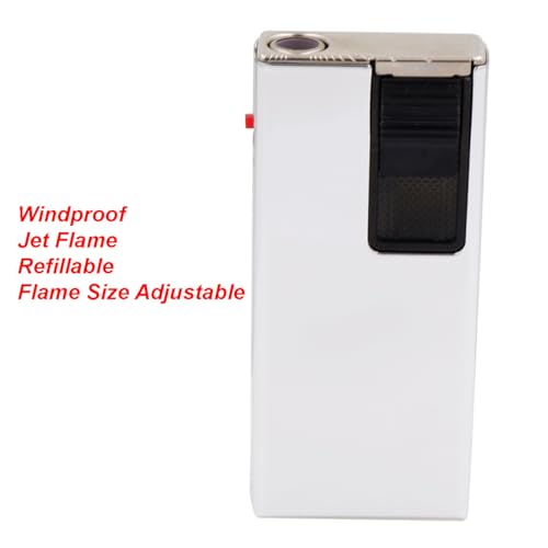 Image of Windproof Jet Flame Refillable Slide Button Cigarette Lighter Pocket Lighter (Silver)