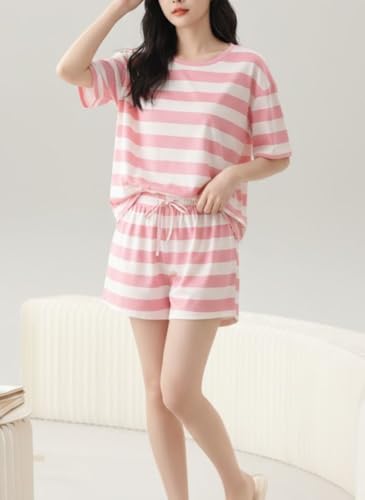 Image of SMOWKLY Women Korean Shorts Pajama Set |Summer Night Top & Shorts Dress |Cotton Blend Nightwear Set Top & Shorts Sleepwear Lounge Wear Soft Comfortable Night Suit Ladies | Co-Ord Home Wear Set