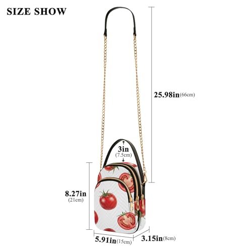 Single Shoulder Handbag Women Cartoon Cell Phone Wallet Chain Purse Quilted Zipper Designer Bowler Tote Delicous Tomatoes Prints White3
