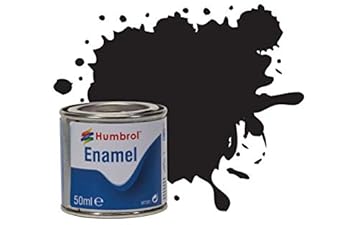 Humbrol Model Paint AQ0033 No 33 Matt Black - Enamel for Models, Plastic, Metal, Wood, Glass, Ceramics - 50ml Tinlet No 2, Hobby Paint for Craft Kits