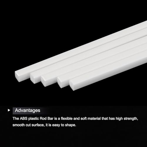 Image of MECCANIXITY 10Pcs ABS Plastic Rod Square Solid Bar 1 /8 inch x 20 inch White Smooth Plastic Tube Rods for Handwork Model Material,DIY Sand Table,Architectural Model Making