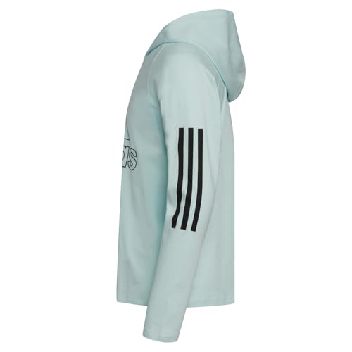adidas Girls' Big Long Sleeve Hooded Graphic Tee, Alms Blue, Small2
