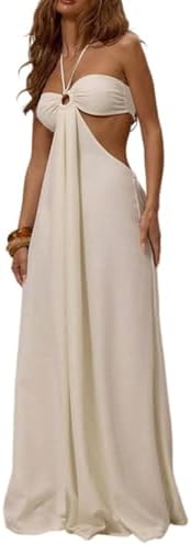 Wuitrie Wide Leg Jumpsuits for Women Halter Off Shoulder Cutout V...