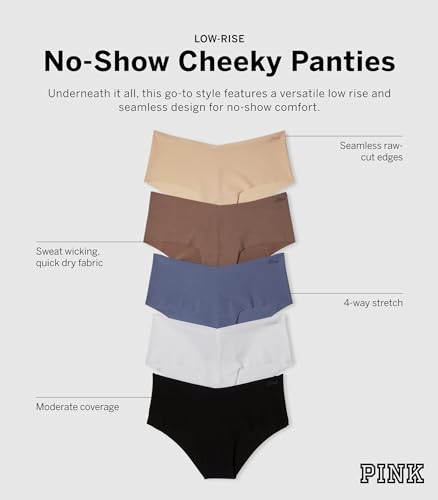 Victoria's Secret PINK Women's No Show Cheekster Underwear, Panties for Women, Spring Basic, (XL)4