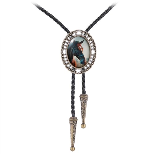 Image of Jeilwiy Bolo Tie for Men Western Cowboy Gothic Bolo Tie Necklace Halloween
