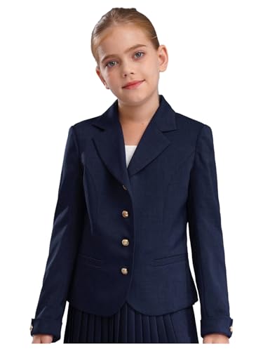 Linjinx Blazer Jacket for Kids Girls Long Sleeve Solid Lapel Formal Suit Coat School Uniform Dress Tops with Pocket2