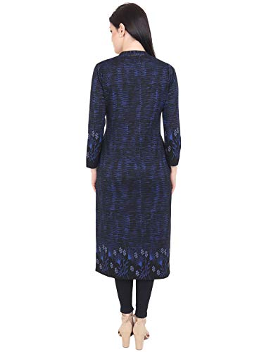 Image of Rosary Women's Embroidered Woolen Kurti with Pockets Warm Full Sleeve Winter Wear