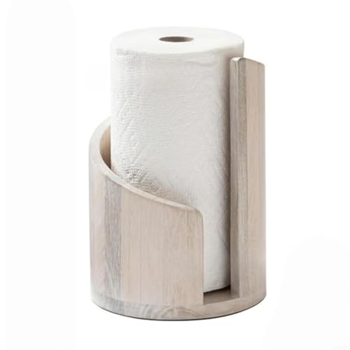 Portarrollos de papel para encimera resistente con base de madera y eje de hierro 2