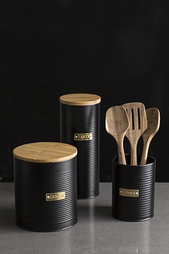 Foto von TYPHOON OTTO Kaffeedose luftdicht 1,4 L, Bambusdeckel und Silikondichtung, dekorativer Kaffeebohnen Behälter aus beschichtetem Stahl, Kaffee Aufbewahrungsdose für Kaffeebohnen, -pulver & Kaffeepads