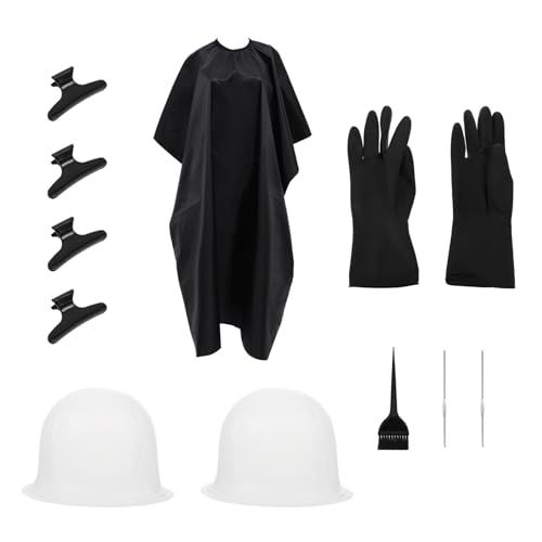 Anneome Kit para Teñir Mechas de Cabello 11 Piezas con Gorros de Silicona Reutilizables Cepillo de Cerdas Flexibles Pinzas y Capa para Uso Profesional y Doméstico