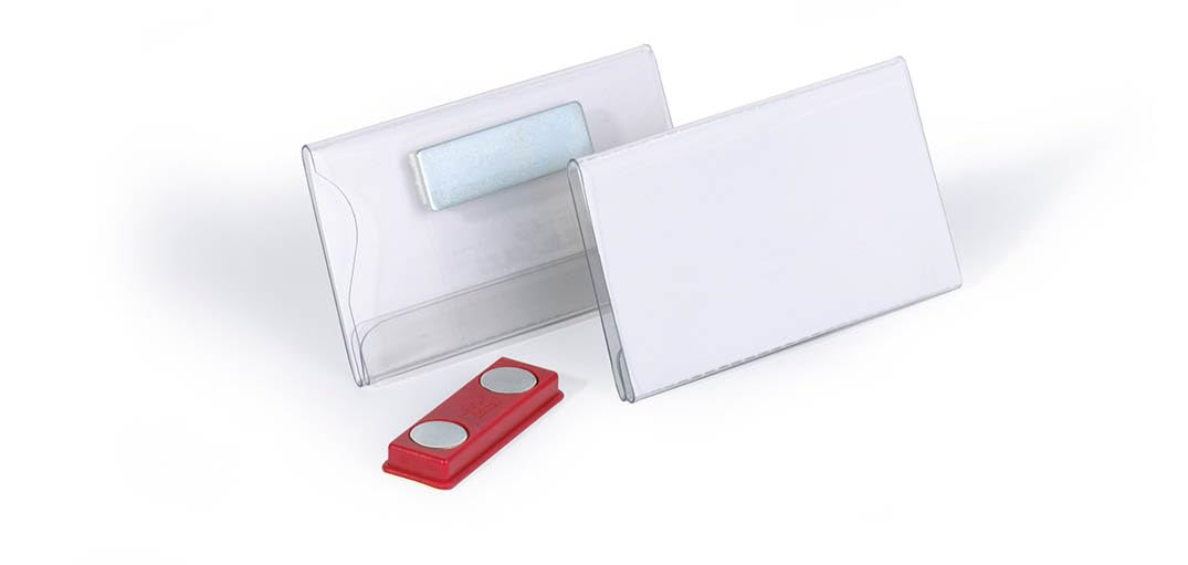 Durable Namensschild (mit Magnet, 40 x 75 mm) Packung à 25 Stück, transparent, 811619