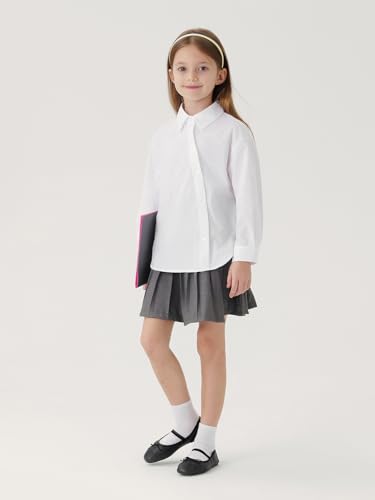 marc & janie Girls Preppy Style Lapel Irregular Button Placket Shirts Kids Cotton Loose Blouses Tops 2412713