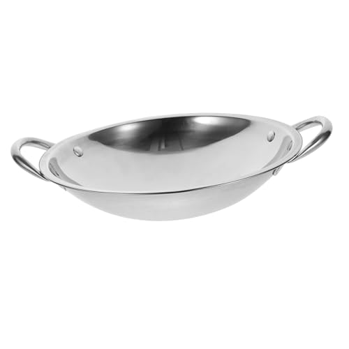 SAFIGLE Olla Coreana de Acero Inoxidable con Doble Asa, Sartén Wok Redonda Antideslizante y Ligera para Cocina en Casa o Camping SAFIGLE Olla Coreana de Acero Inoxidable con Doble Asa, Sartén Wok Redonda Antideslizante y Ligera para Cocina en Casa o Camping