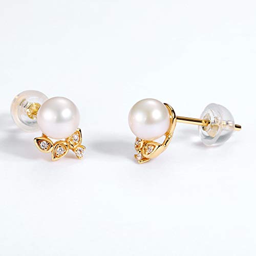 Pendientes de plata de ley 925 perla natural circonio accesorios Mori 3