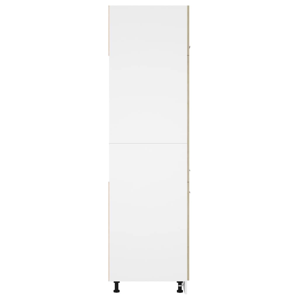 Szafka chłodząca, dąb Sonoma z materiału drewnopochodnego, 60 x 57 x 207 cm, z 4 półkami, 3 drzwiami, jako szafka kuchenna, szafka na zapasy i miejsce do przechowywania do kuchni, jadalni