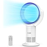 Ventilator Leise, Turmventilator mit Fernbedienung, Standventilator Rotorlos mit 9 Stunden Timer, 90°Oszillation, 10 Geschwindigkeitsstufne für Wohnzimmer, Schlafzimmer, Büro (Blue)